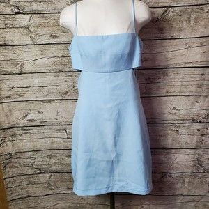 Junior's Stella Blue Sleeveless Cut Out Mini Dress Size Large Reg $44.00